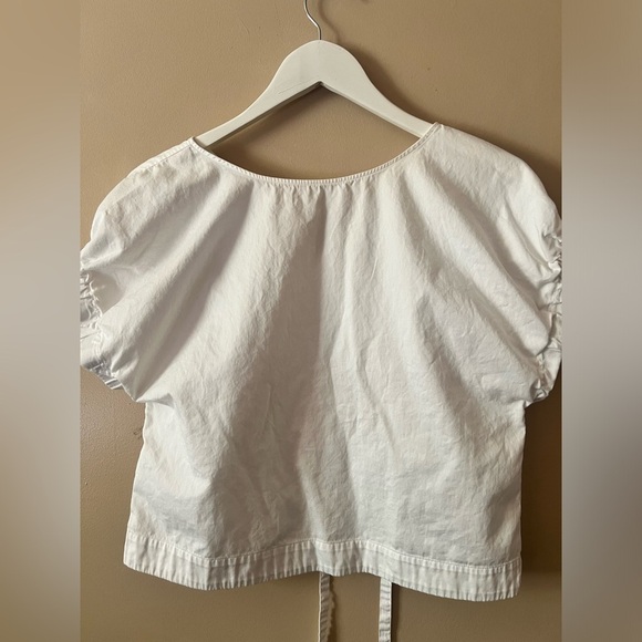 Cuyana White Strappy back tie Top poplin boho chic xs preppy boxy - Picture 7 of 14